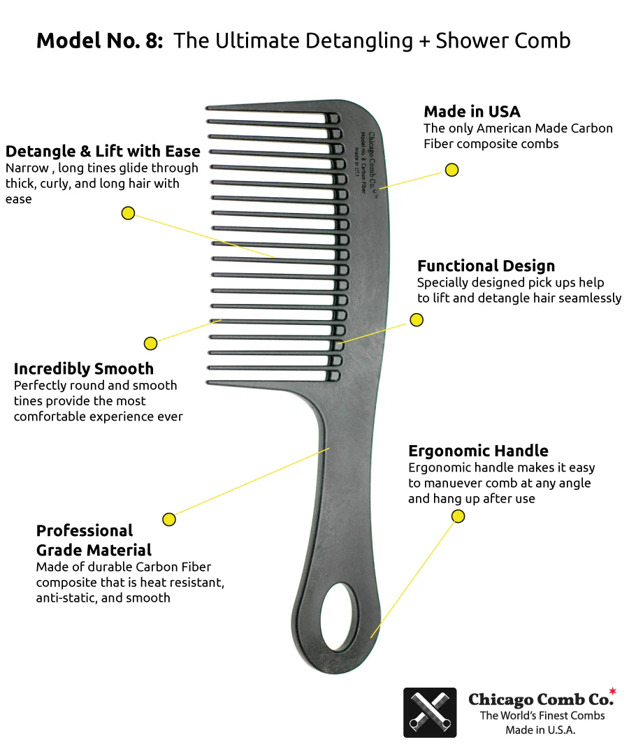 Chicago Comb Co. Model #8 Carbon Fiber