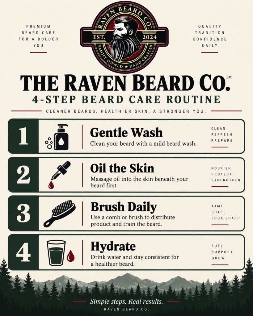 Four Step Beard Care Routine Raven Beard Co
