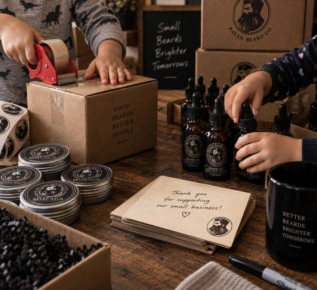 Kids Packing Raven Beard Co